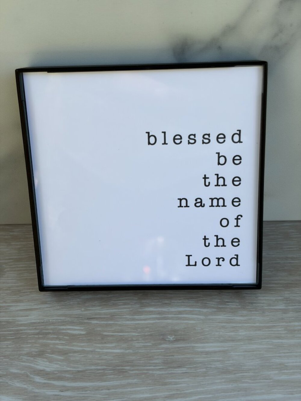 Blessed Be The Name Framed Print 4x4 Black White Modern Shelf Sitter Desk Decor